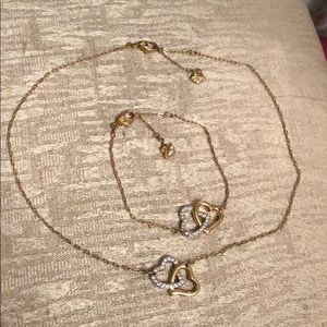 Swarovski double heart necklace & bracelet set